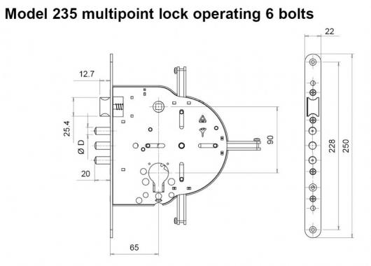 Mul-T-Lock Zadlabávací zámok 235, 3 čapy