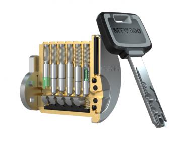 Prierez cylindrickej polvložky Mul-T-Lock MTL800 s kľúčom